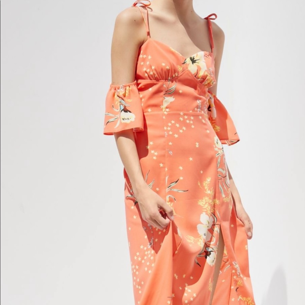UrbanOutfitters boardwalk cold shoulder midi dress